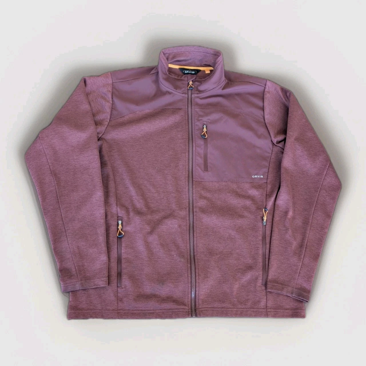 Orvis Men’s R65 Hybrid Sweater Fleece Jacket Full Zip Maroon Burgundy Large