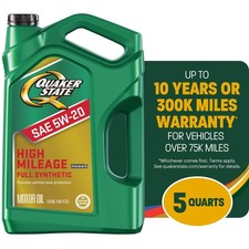 Full Synthetic High Mileage 5W20 Motor Oil 5Qt Motor Oil Formulated for Vehicles 24.15 per gallon