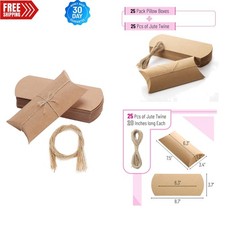Eco-Friendly Kraft Pillow Gift Boxes - 25 Pack, Perfect for Parties  Events