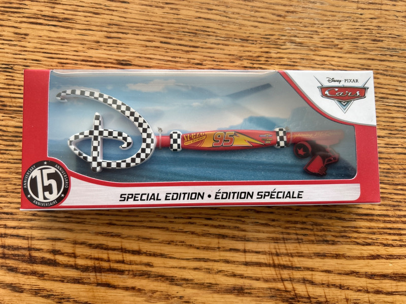 Disney Key: Cars Lightning McQueen 15th Anniversary Special Edition, New in Box.
