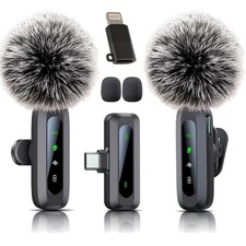 Wireless Mini Microphone for iPhone 15/16, iPad, Android, Wireless Lavalier M...
