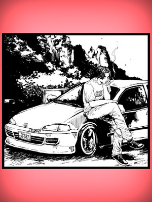 Anime Initial D Shingo's Honda Civic manga High Quality Vinyl Sticker