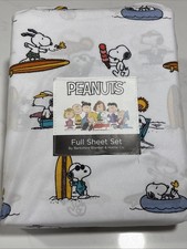 SNOOPY Beach SURFING SWIMMING Peanuts Full Size 4pc Sheet Set Summer Sheets NWT