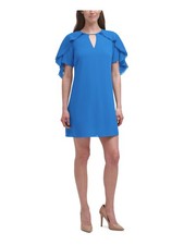 VINCE CAMUTO Womens Blue Button Closure At Neck Lined Short Dress 16