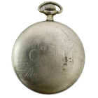 Antique 16 Size Illinois Train Engraving Pocket Watch Case Nickel American