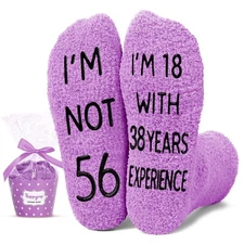 56th Birthday Gifts Ideas - Purple Socks for 56 Year Old Women, 56 Year Old G...