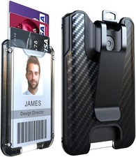 Badge Holder, ID Card Holder with Metal Clip - Durable Polycarbonate Holds 1 to