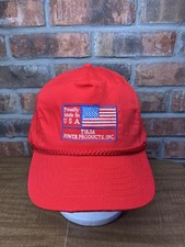 Vintage Tulsa Power Products Proudly Made In USA Red KC Strapback Hat U.S. Flag