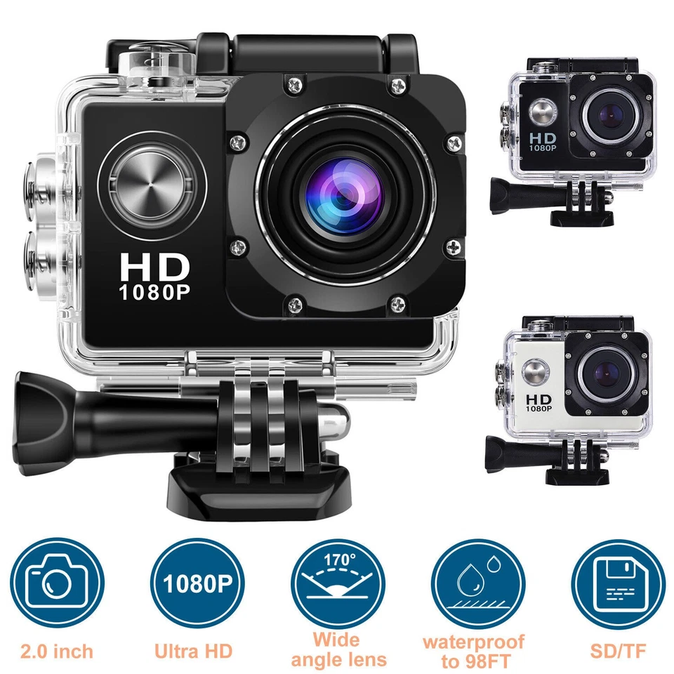 Full HD 1080P Action/Sport/Wasserdicht Kamera Rekorder DVR VGA Helmet Remote Kit - Bild 1 von 4