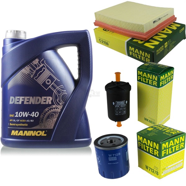 MANN-FILTER Inspektionspaket 5L Mannol Defender 10W-40 FüR Peugeot 206-image