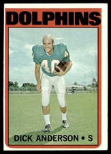 1972 Topps Card Football Dick Anderson Miami Dolphins #98 EX-MT