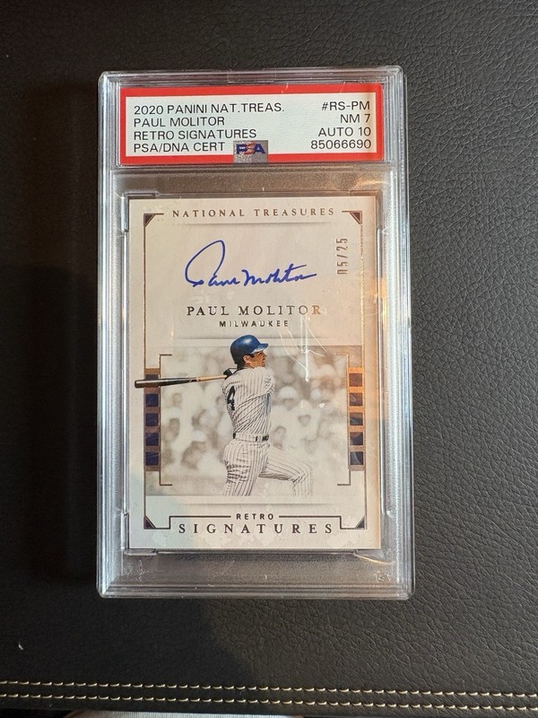 2020 National Treasures Paul Molitor Retro Signatures /25, PSA 7 Auto 10 🔥🔥
