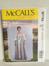 OOP McCall's Costumes M7764 Uncut Pattern Outlander 18th C 2pc Gown Sz 6-14