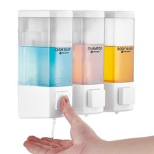 Shampoo and Conditioner Dispenser,White 3 Chamber 500ML