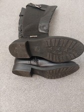 WOMENS LADIES KNEE HIGH CHUNKY SOLE ZIP UP LONG WIDE CALF RIDING SOCK BOOTS SIZE