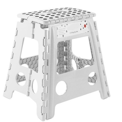 16'' Folding Plastic Step Foot Stool with Handle - White