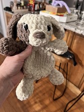 Crochet Amigurumi Puppy Baby Snuggler with Embroidered Eyes Handmade