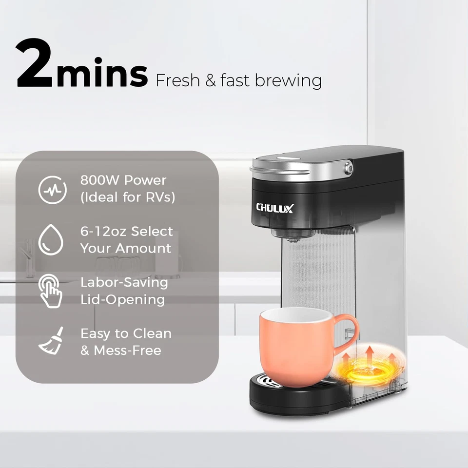 Slim Single Serve Coffee Maker for K Pods, One Cup Coffee Maker Fits 7.3" Tra... - Image 2 of 4
