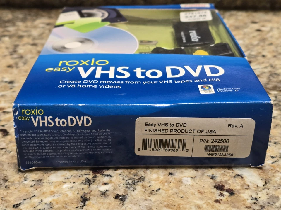 Roxio Easy VHS to DVD for Windows Create DVD Movies from VHS Hi8 V8 New In Box - Image 3 of 3