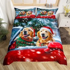 Merry Christmas Bedding Set King Size Xmas Deer Elk Decor Bedding Duvet Cover...
