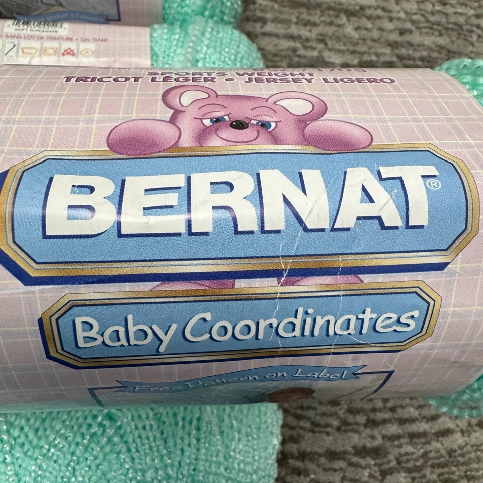 Bernat Baby Coordinates Afghan 5 madejas 6 oz Ea Sports peso verde menta-RARO Foto 2 de 4