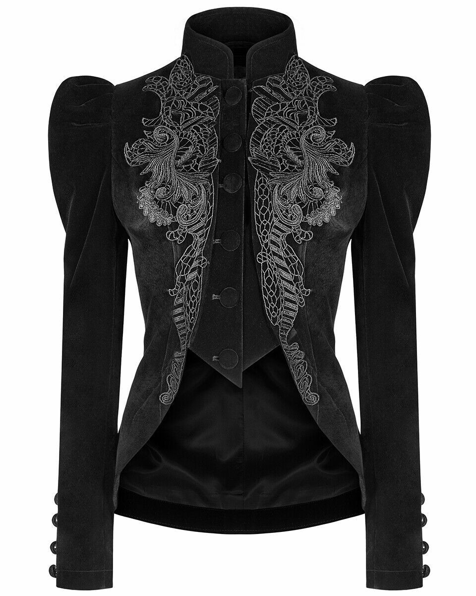 ALTRA Cappotto giacca equitazione gotica donna nero velluto pizzo steampunk vittoriano?regalo❄❄