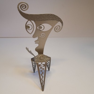 Christopher Royal Clip Chair Abstract 1997 Miniature Nickel Silver See Descript!
