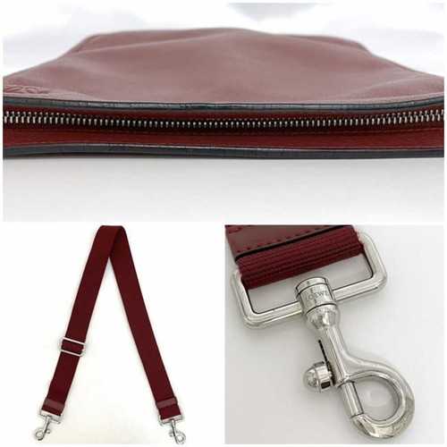 LOEWE Anagram Shoulder Bag Red Leather Used Women's From Japan - Afbeelding 9 van 10