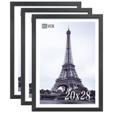 20x28 Poster Frame Set of 3 - Black, Textured Exclusive Solid Wood Picture Fr...