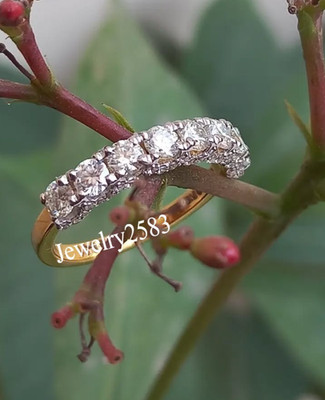 Women's Engagement Band Ring VVS Tester Passing Moissanite In Real 925 Silver