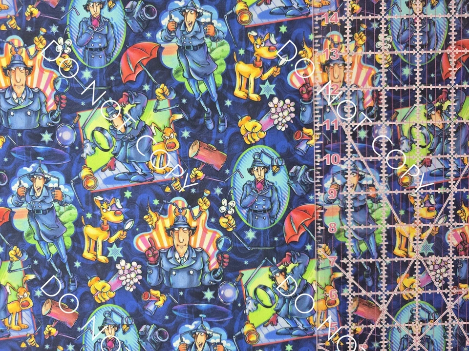 Custom 100% Cotton Woven Fabric Inspector Gadget Tv Show Cartoon 1/4 Yard 9x56 V - Image 2 of 2