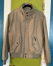 Vtg 80s Men's Members Only Pure Wool Full-Zip Bomber Jacket Size 44 Beige READ