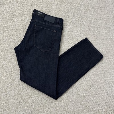 Hugo Boss Maine Straight Fit Jeans Blau Stretch Denim Zip Fly Herren W38 L32 Neu mit Etikett