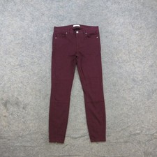 LOFT Women's Jeans 26/2 Burgundy Maroon Skinny Legging Stretch Ankle Zip