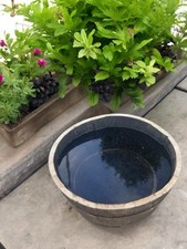 WATERTIGHT GENUINE OAK HALF WHISKY BARREL  - FOR MINI GARDEN POND  65CM X 45CM