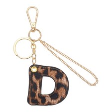 Initial Letter Keychain Letter D - Leopard Alphabet Key Chain, Gold