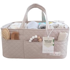 Baby Diaper Caddy Organizer, Quilted Nursery Storage Organizer for Newborn Es...