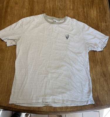 PAC Cares Green Striped Tee With Melting Smiley Embroidered Size Medium