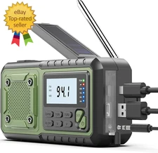 Crank Emergency Radio, Weather Radios, Solar Radios with Hand Crank green