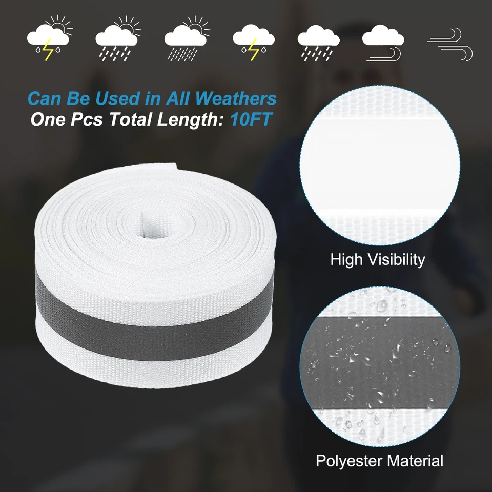 Tira de Cinta Reflectante, 1"x 20FT Cinta Reflectante para Ropa Blanca Foto 3 de 4