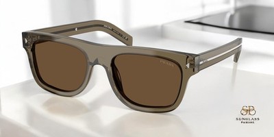 PRADA PR B12S 18T70F Transparent Terra Dark Brown 55 mm Men's Sunglasses