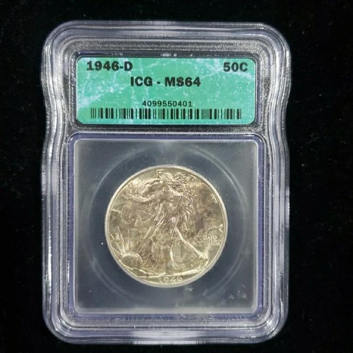 1946-D Walking Liberty Half Dollar ICG MS64 – Certified Silver 50C