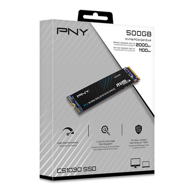 PNY CS1030 500GB M.2 NVMe PCIe SSD - 2280 Formfaktor, 4x schneller als SATA
