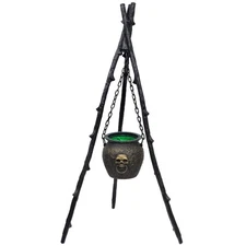DR.DUDU 4.6ft Outdoor Halloween Decorations Cauldron on Tripod with Green LED...