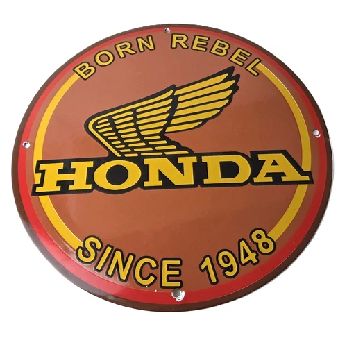 Vintage Honda Sign - Motorcycle Biker Automobile Gas Pump Service Porcelain Sign