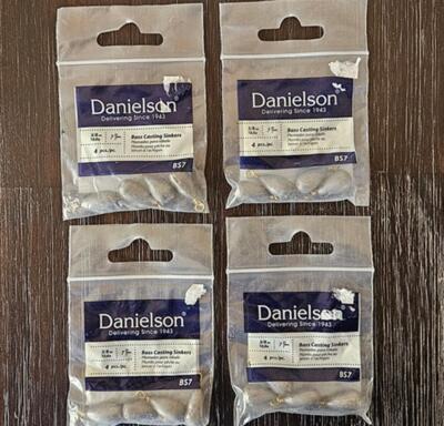 Lot of 4 Packs of 4 (16) Danielson Bass Casting Sinkers Weights 3/8 Ounce BS7
