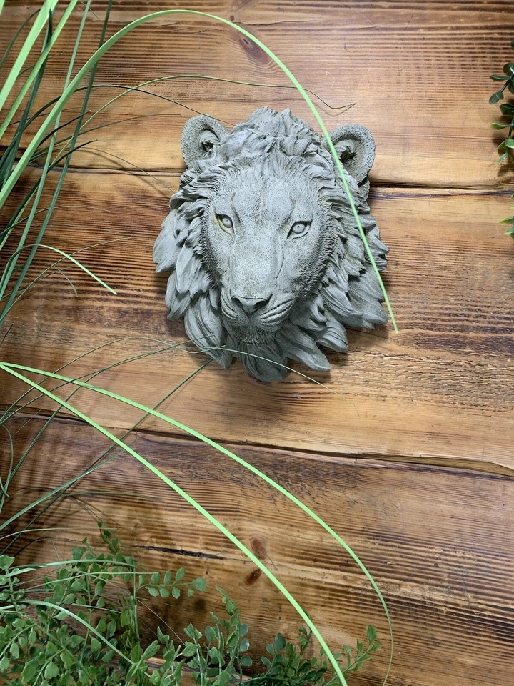 STONE GARDEN SMALL NATURAL DETAILED LION HEAD WALL HANGING PLAQUE ORNAMENT - Image 4 of 4