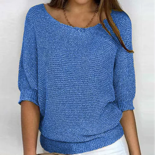 Damen Pullover Oberteile Einfarbig Pulli Frauen Locker - Bild 21 von 46