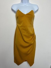 ASOS Design Sz 6 Bandeau Wrap Tuck Midi Slip Dress Tan Swearheart Neck Stretch