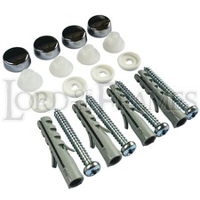 Drilled 6-7mm Mirror Wall Hanging Fixing Kit Pack with Chrome Caps 6kg Max Load